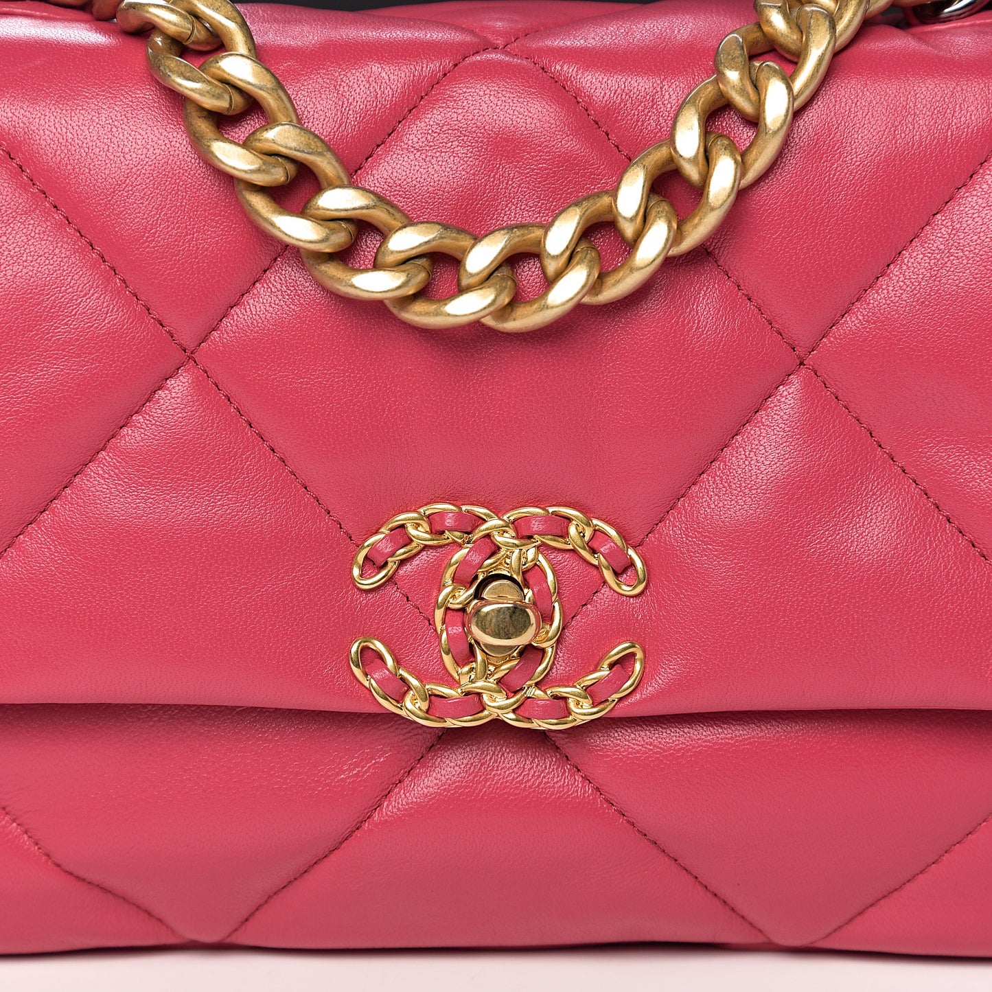 Lambskin Quilted Medium 19 Flap Dark Pink
