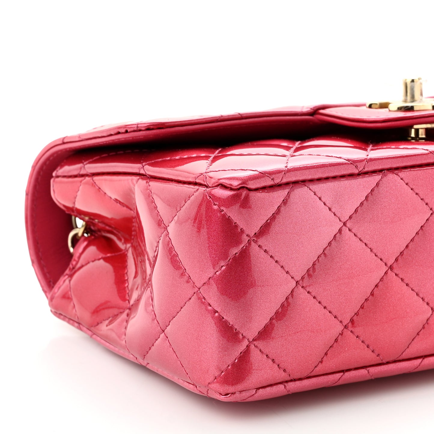 Shaded Patent Calfskin Quilted Mini Rectangular Flap Pink Dark Pink