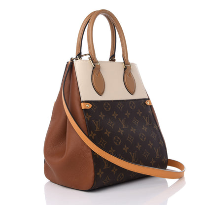 Louis Vuitton Calfskin Monogram Fold Tote MM Camel Sunbeam Cream 2 of 8
