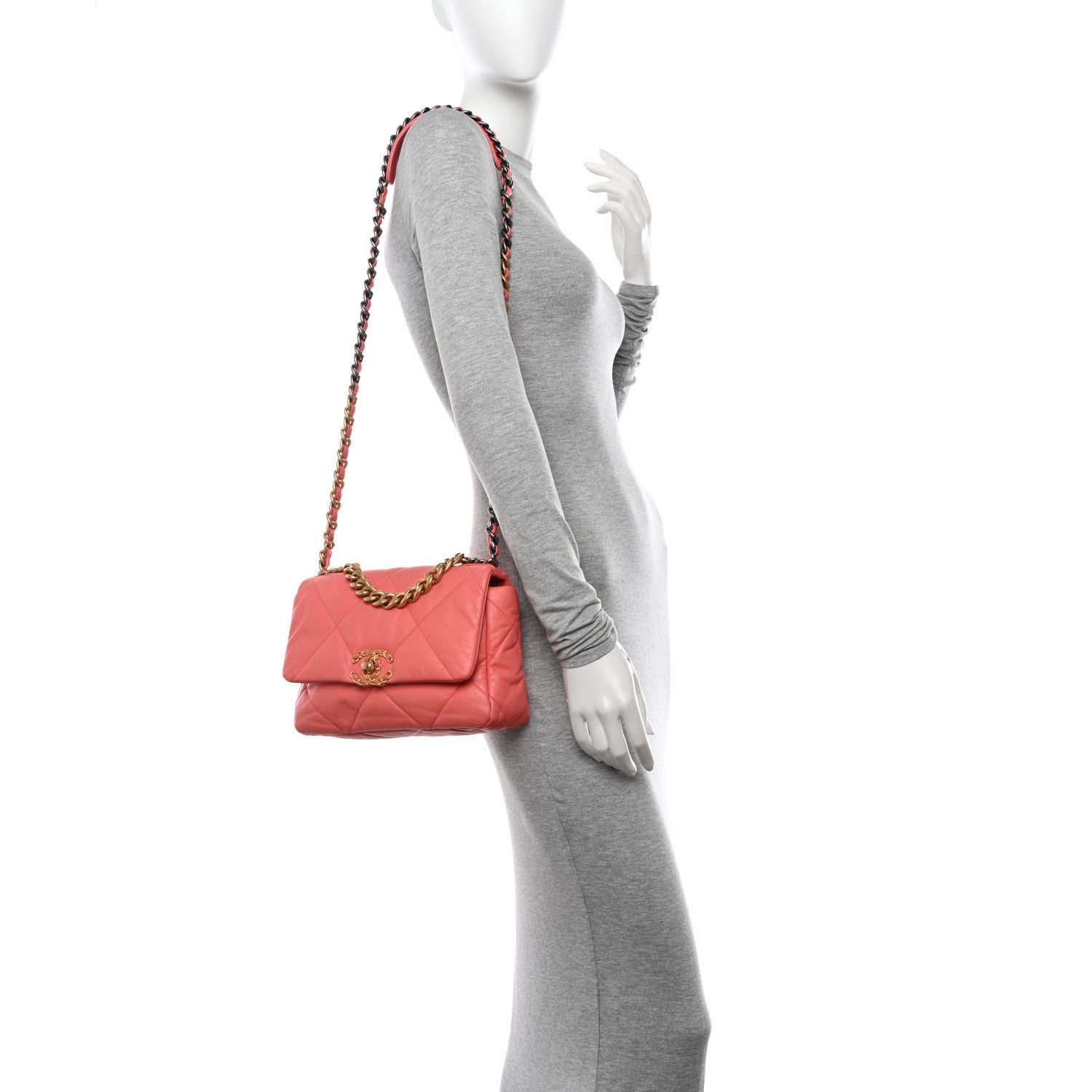 Chanel Goatskin Quilted Medium Chanel 19 Flap Coral 2 of 11