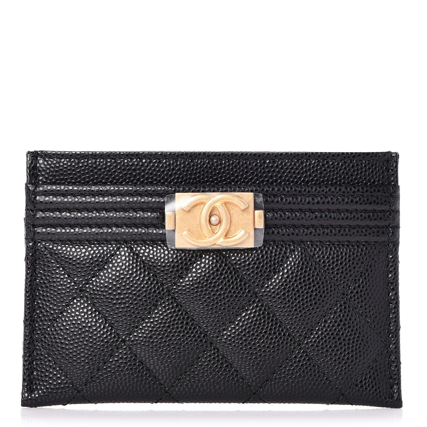 Caviar Quilted Boy Card Holder Black