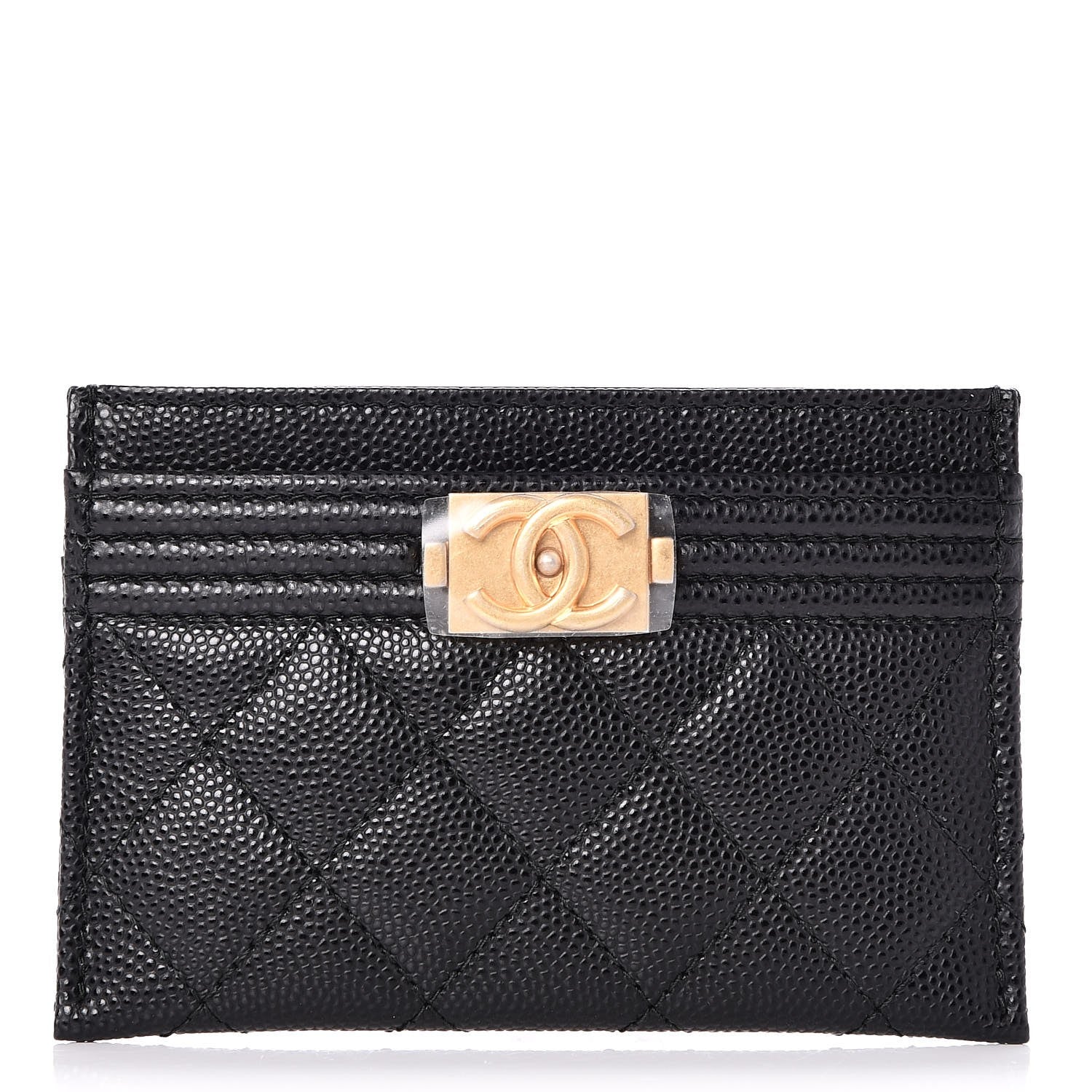 Chanel Caviar Quilted Boy Card Holder Black 1 of 9