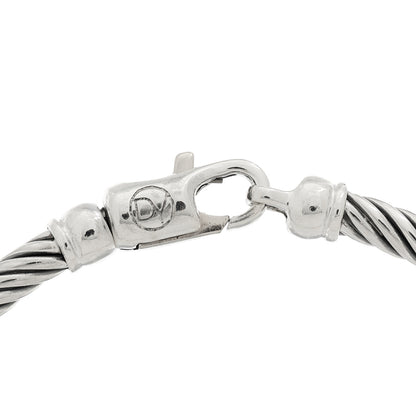 David Yurman Sterling Silver 18K Yellow Gold Diamond 3mm Cable Classics Two Station Bracelet 3 of 3