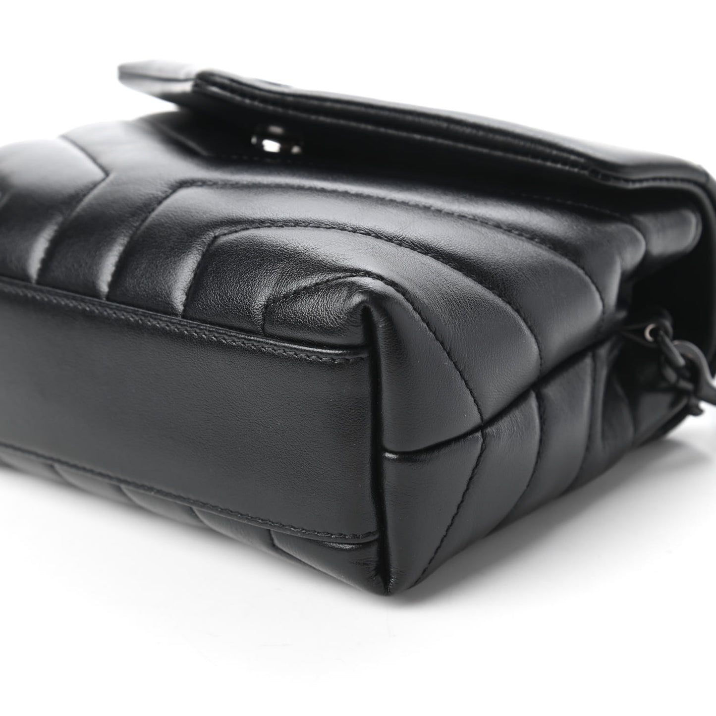 Calfskin Y Quilted Monogram Toy Loulou Crossbody Bag Black