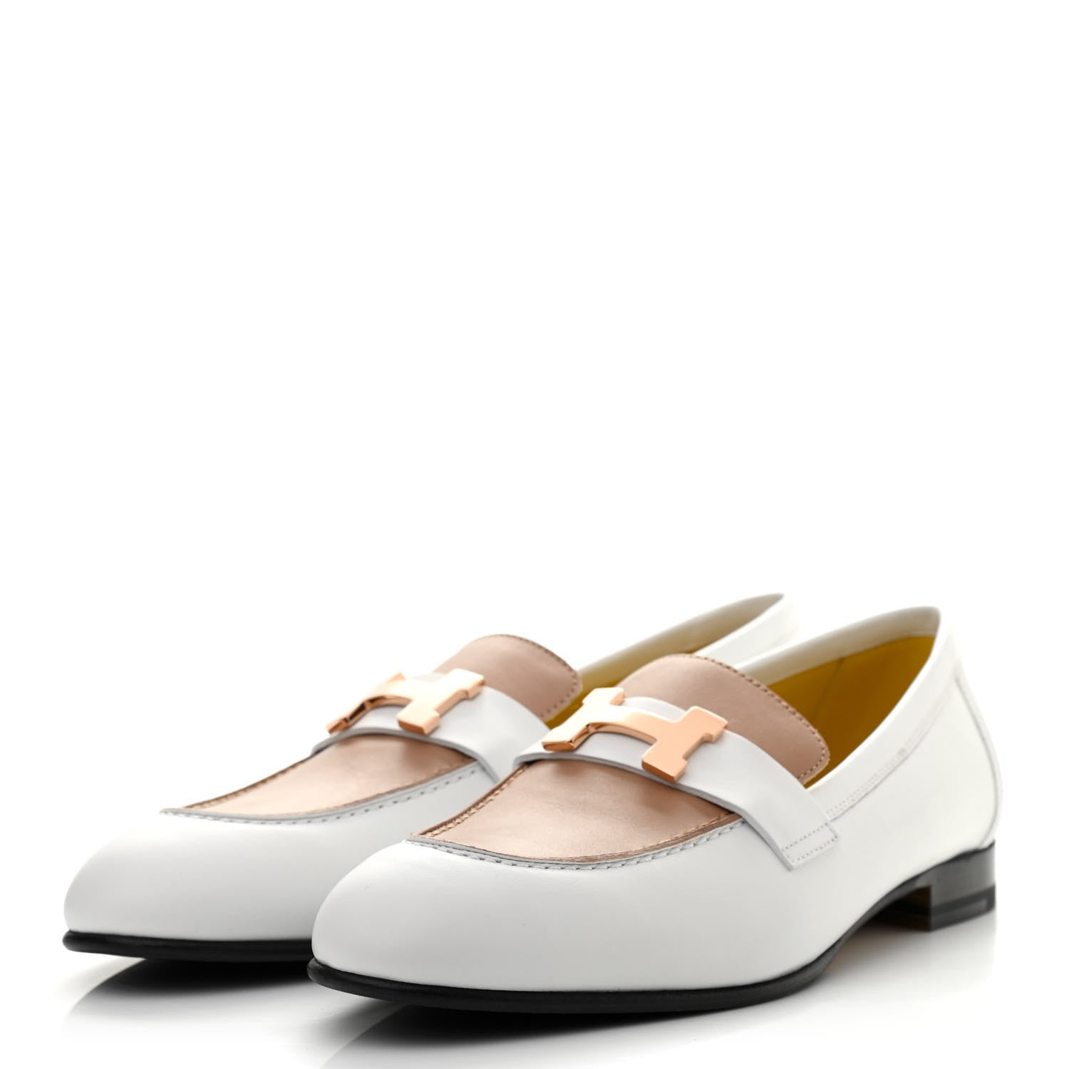 Hermes Calfskin Womens Paris Loafers 37 White Bois De Santal 3 of 8