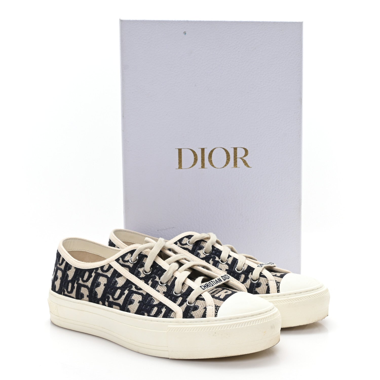 クリスチャンディオール Christian Dior Canvas Oblique Walk'N'Dior Low Top Sneakers 38 Deep