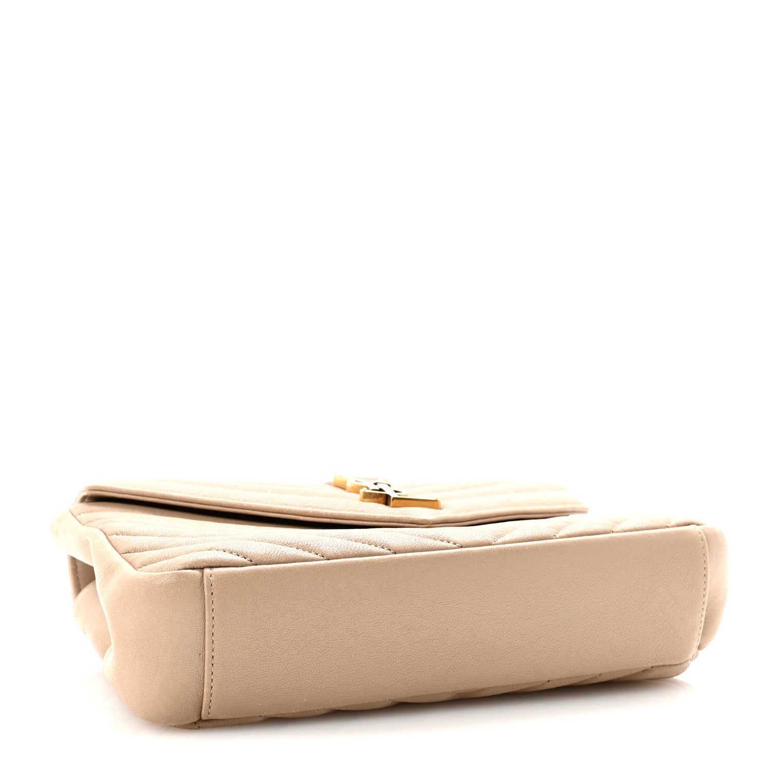 Saint Laurent Sheepskin Matelasse Chevron Monogram Medium College Bag Greyish Brown 4 of 9