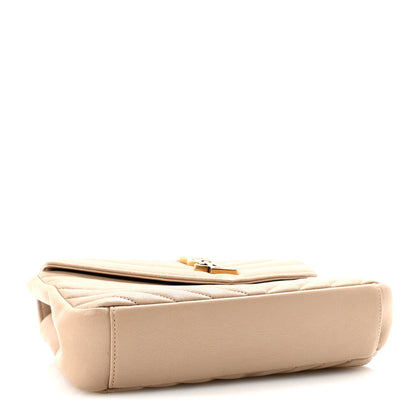 Saint Laurent Sheepskin Matelasse Chevron Monogram Medium College Bag Greyish Brown 4 of 9