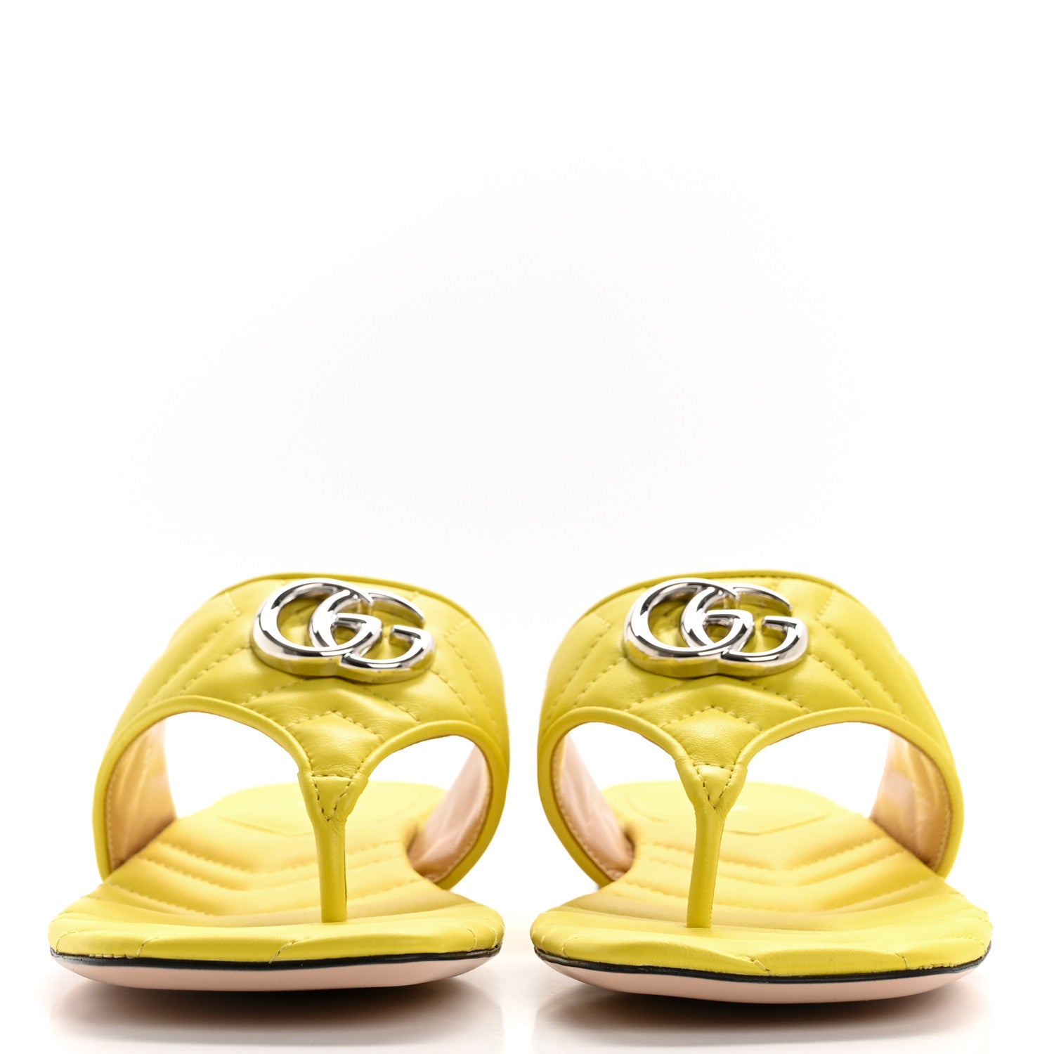 Gucci Nappa Charlotte Double G Marmont Thong Sandals 39 Banana 2 of 8