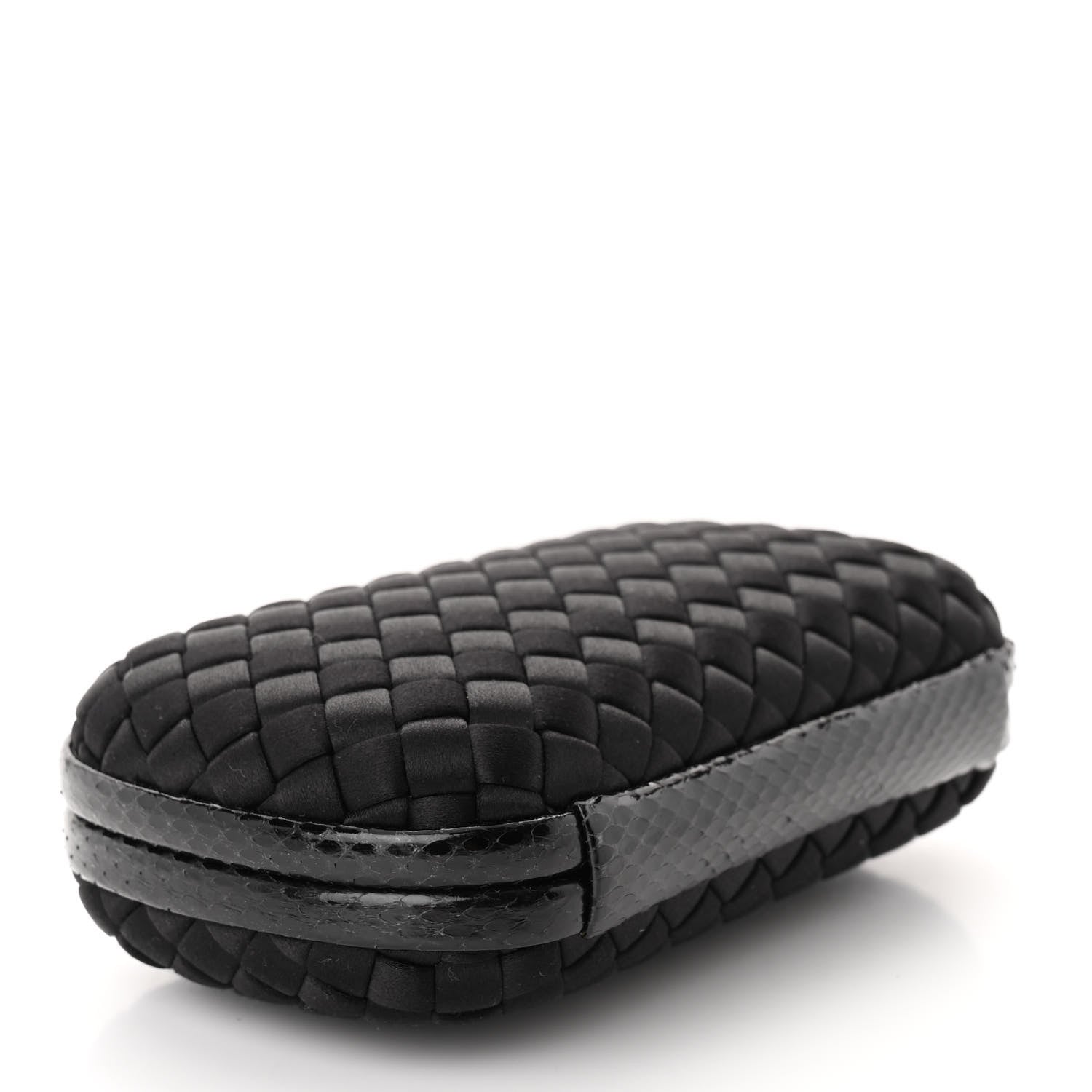 Bottega Veneta Satin Ayers Intrecciato Chain Knot Clutch Black 4 of 8