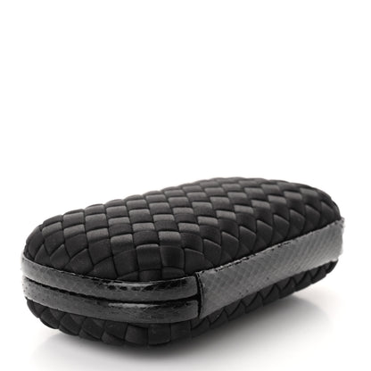 Bottega Veneta Satin Ayers Intrecciato Chain Knot Clutch Black 4 of 8
