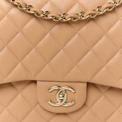 Chanel Caviar Quilted Maxi Double Flap Dark Beige 9 of 11