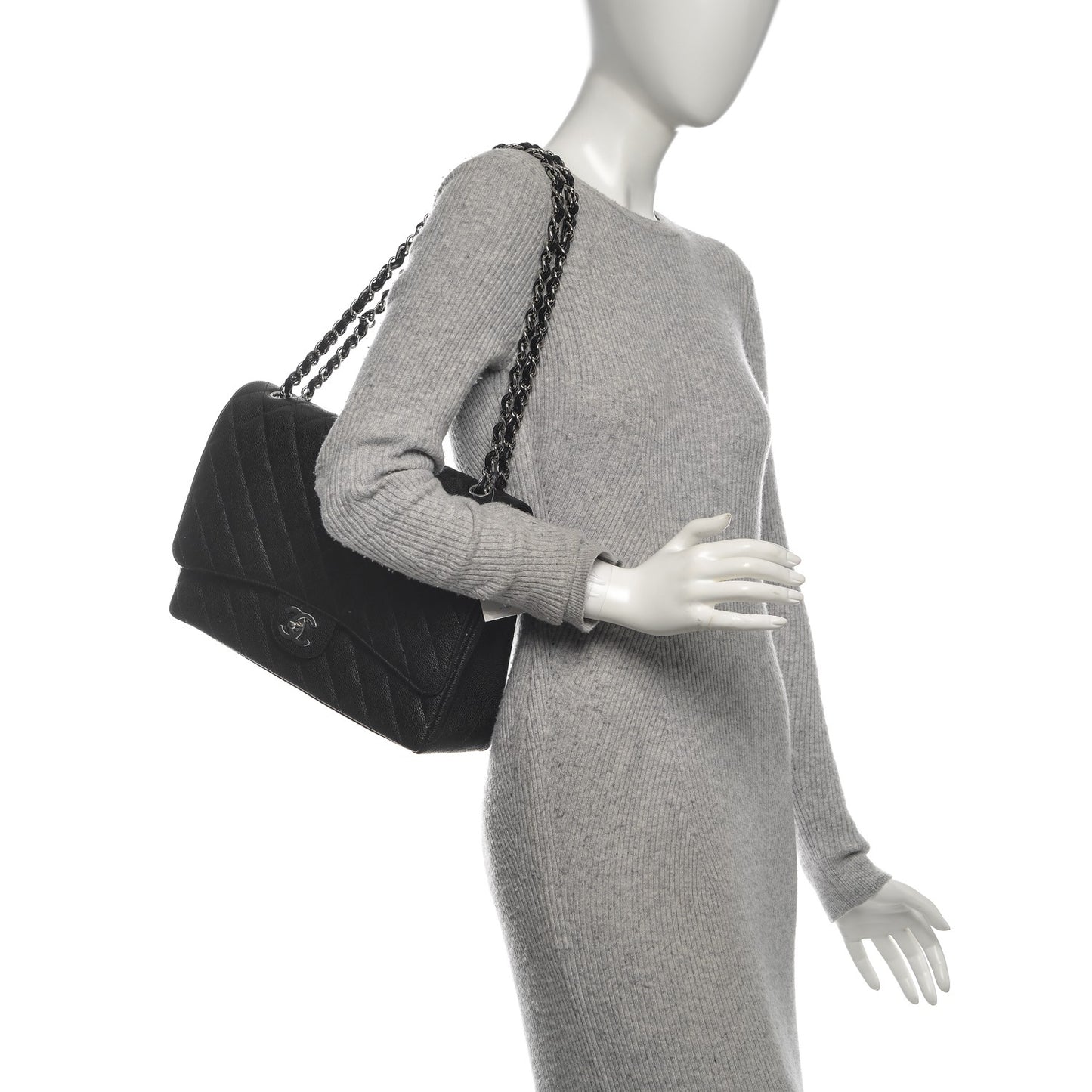 Caviar Quilted Maxi Double Flap Black