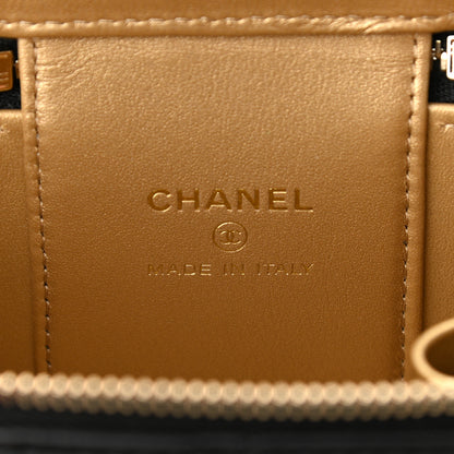 Chanel Lambskin Quilted Mini Pearl Crush Vanity Case With Chain Black 6 of 11