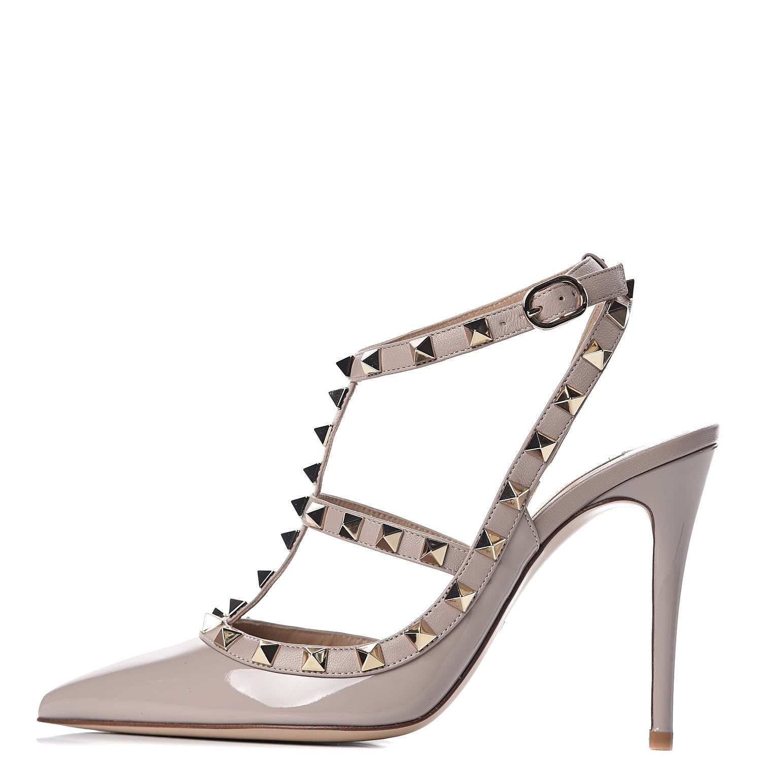 Valentino Garavani Patent Nappa Rockstud Ankle Strap 100mm Pumps 37 Poudre 1 of 9