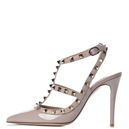 Valentino Garavani Patent Nappa Rockstud Ankle Strap 100mm Pumps 37 Poudre 1 of 9
