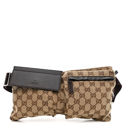 Gucci GG Monogram Double Pocket Belt Bag Dark Brown 1 of 11