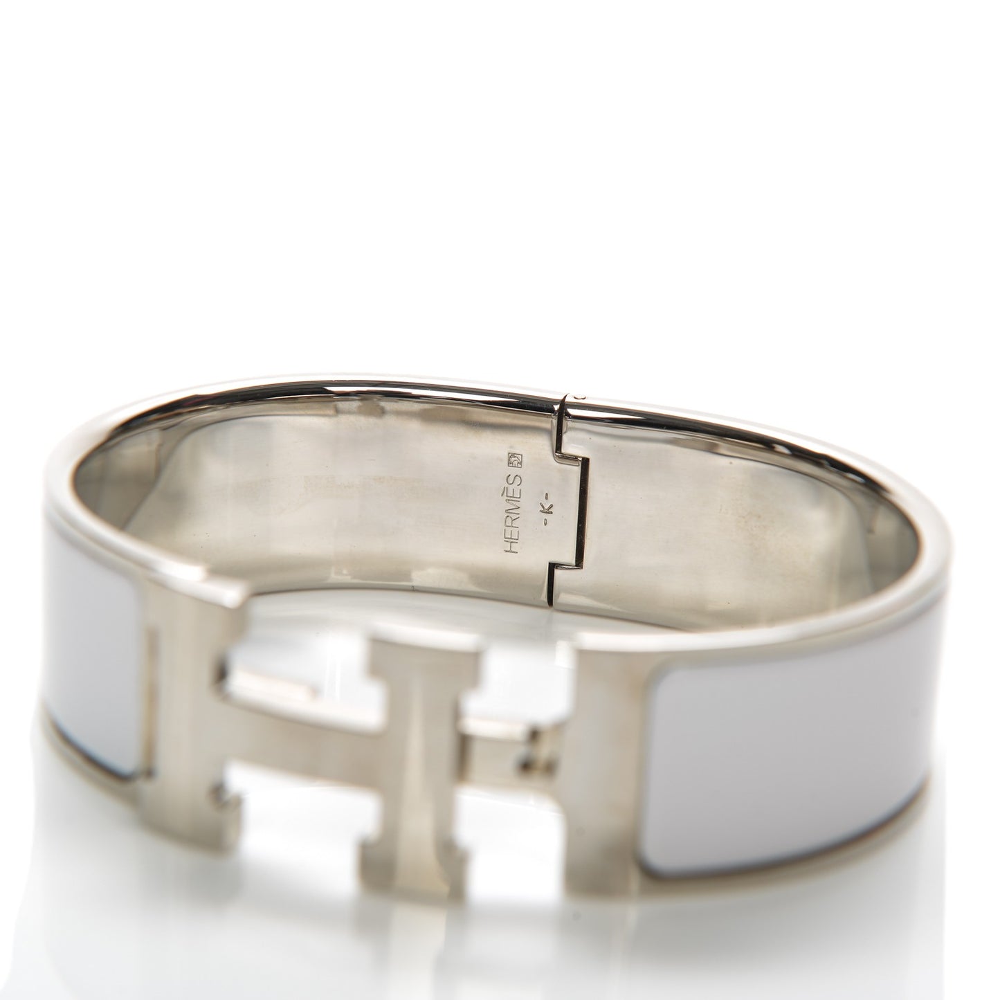 Enamel Wide Clic Clac H Bracelet GM White