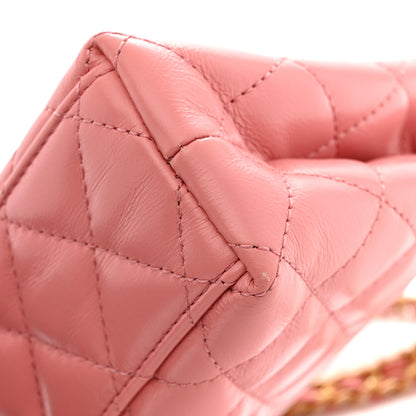 Chanel Shiny Aged Calfskin Quilted Nano Kelly Shopper Coral Pink 11 of 12