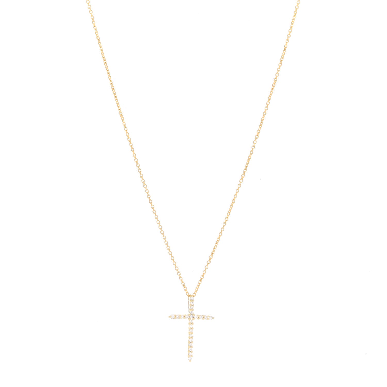 Roberto Coin 18K Yellow Gold .10ct Diamond Cross Pendant Necklace 1 of 5