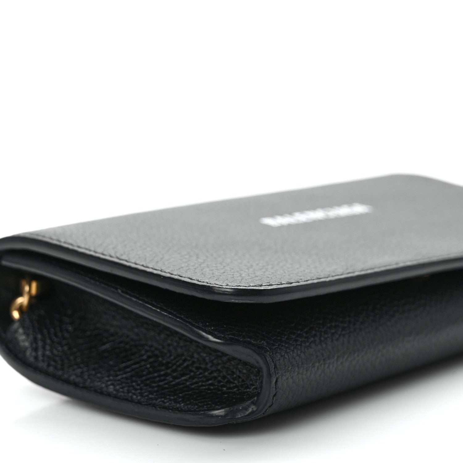 Balenciaga Grained Calfskin Logo Cash Phone Holder Wallet On Chain Black White 8 of 10