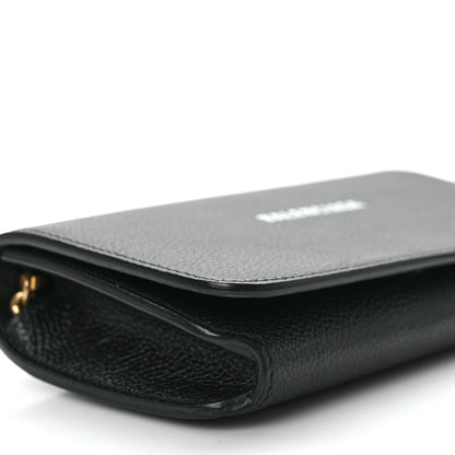Balenciaga Grained Calfskin Logo Cash Phone Holder Wallet On Chain Black White 8 of 10