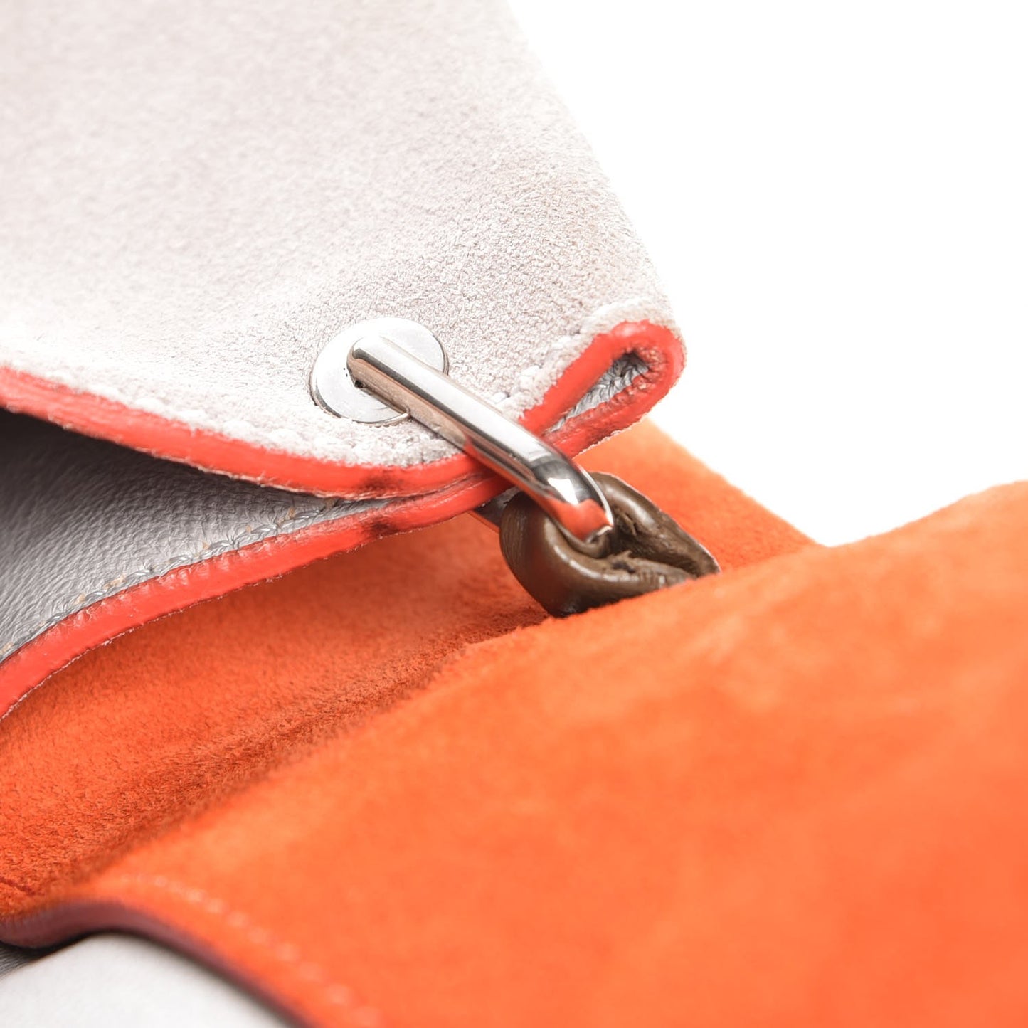 Calfskin Suede All Soft Shoulder Bag Bright Orange Cement Olive