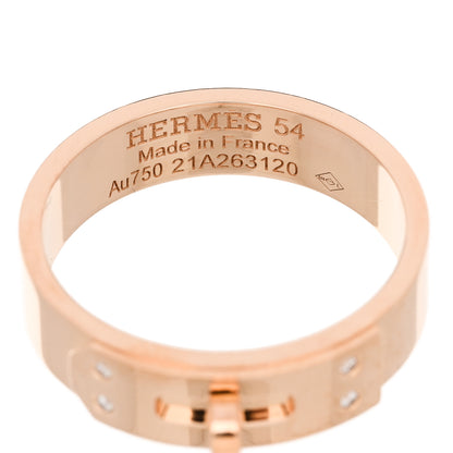Hermes 18K Rose Gold Diamond PM Kelly Ring 54 7 4 of 5