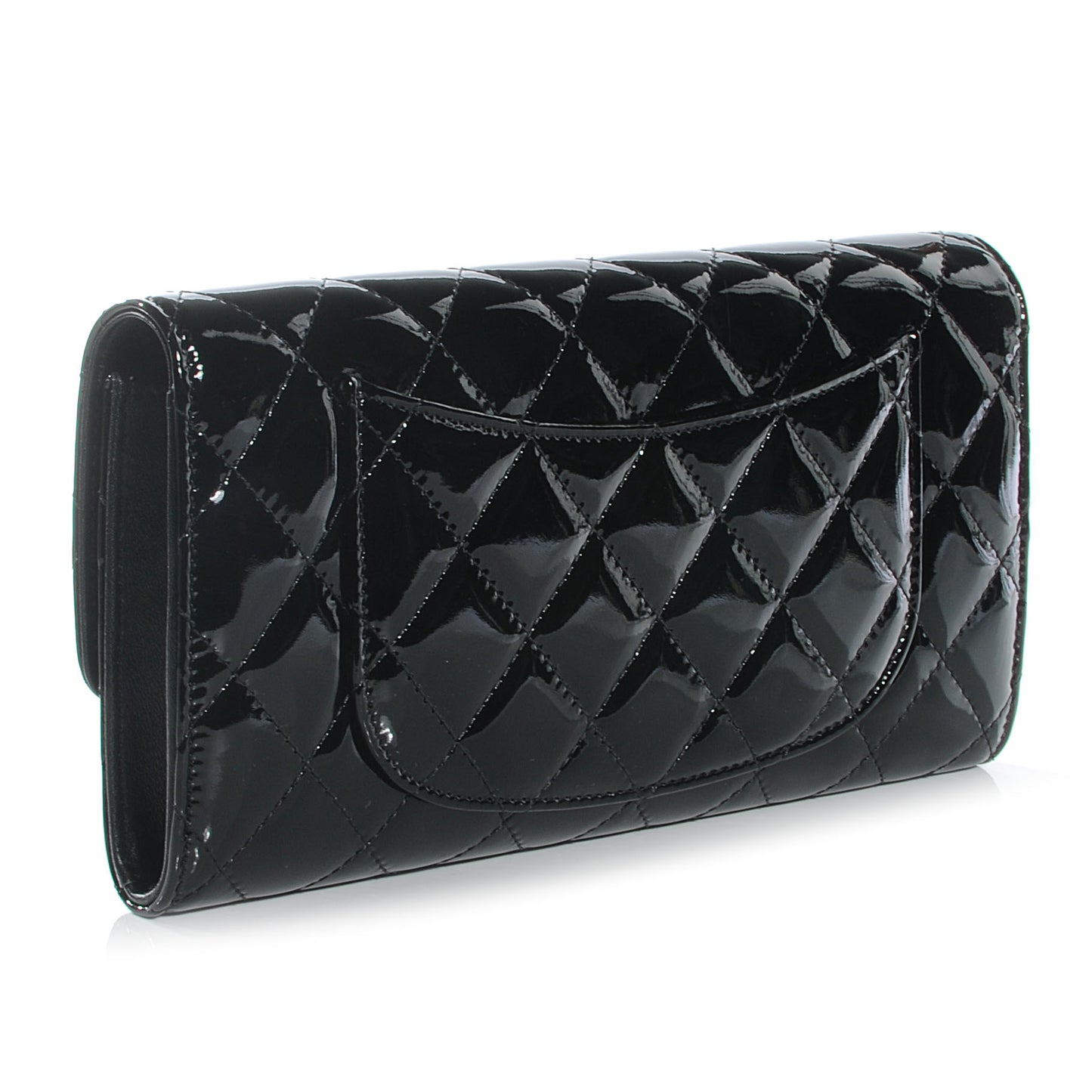 Patent Quilted Travel Wallet Black