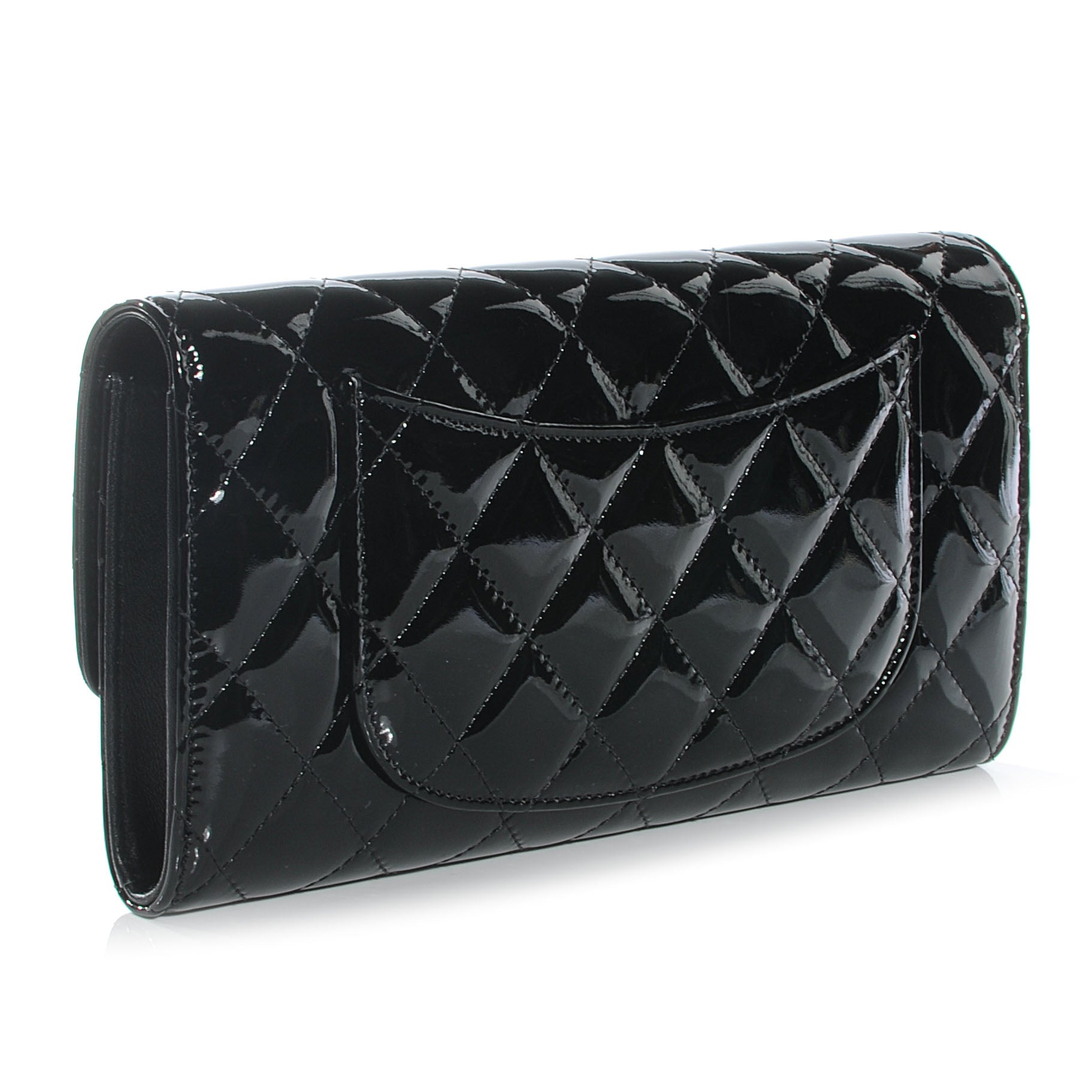 Chanel Patent Quilted Travel Wallet Black 3 of 8