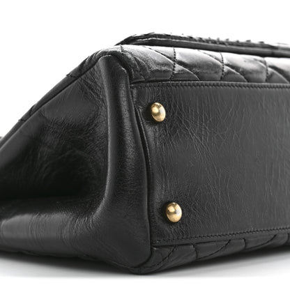 Chanel Snakeskin Glazed Calfskin Quilted Urban Mix Tote Black 10 of 16