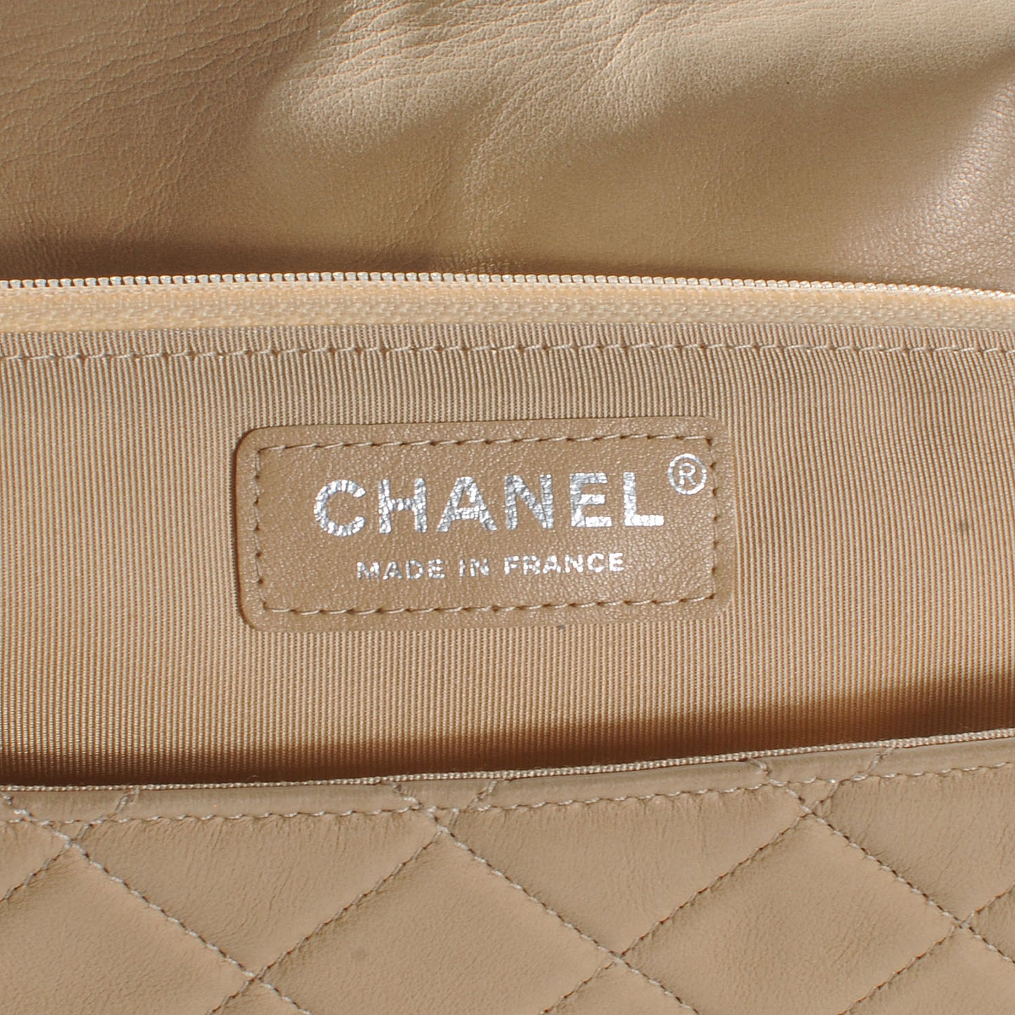 Quilted Lambskin Medium Hula Hoop Flap Beige