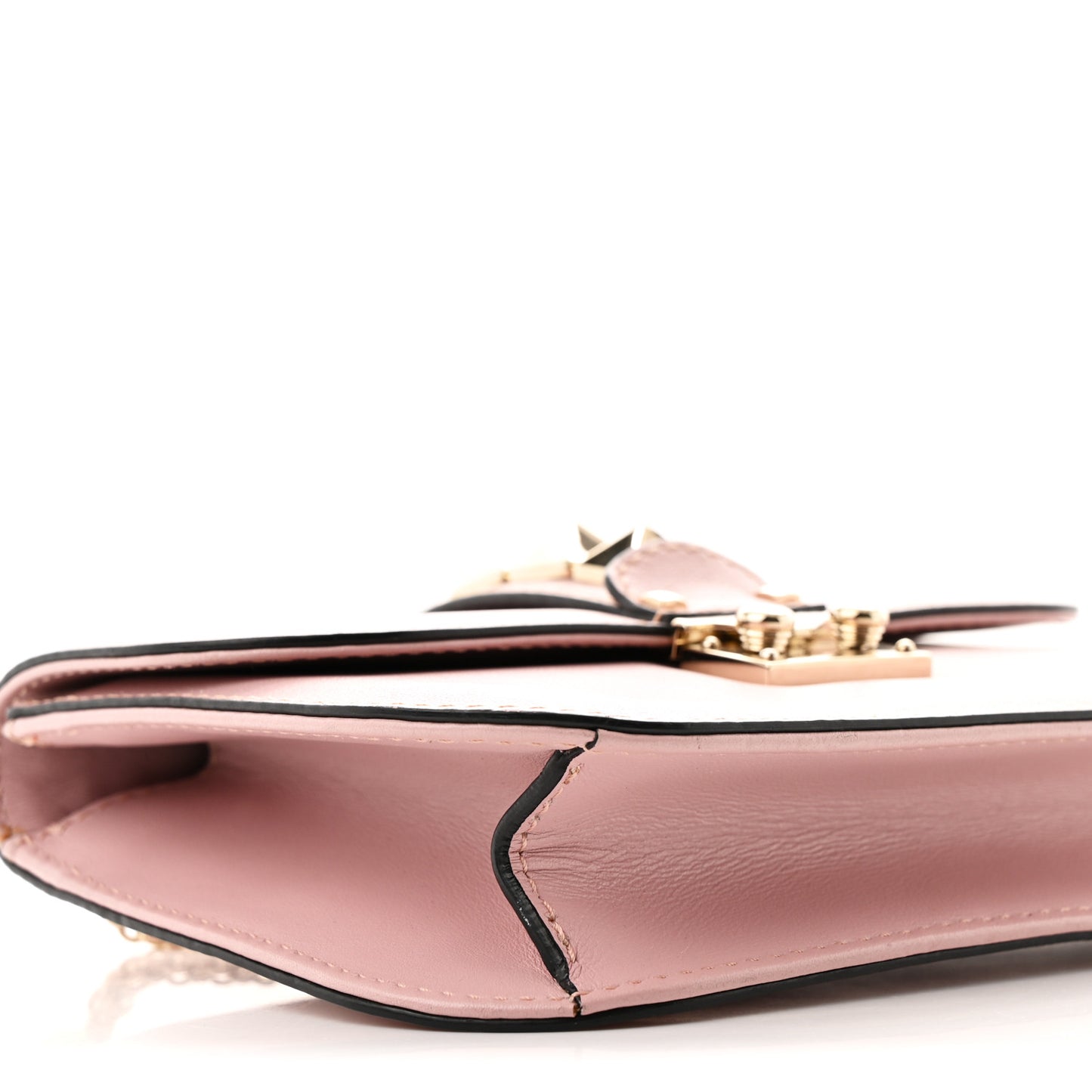 Vitello Small Glam Lock Rockstud Flap Poudre