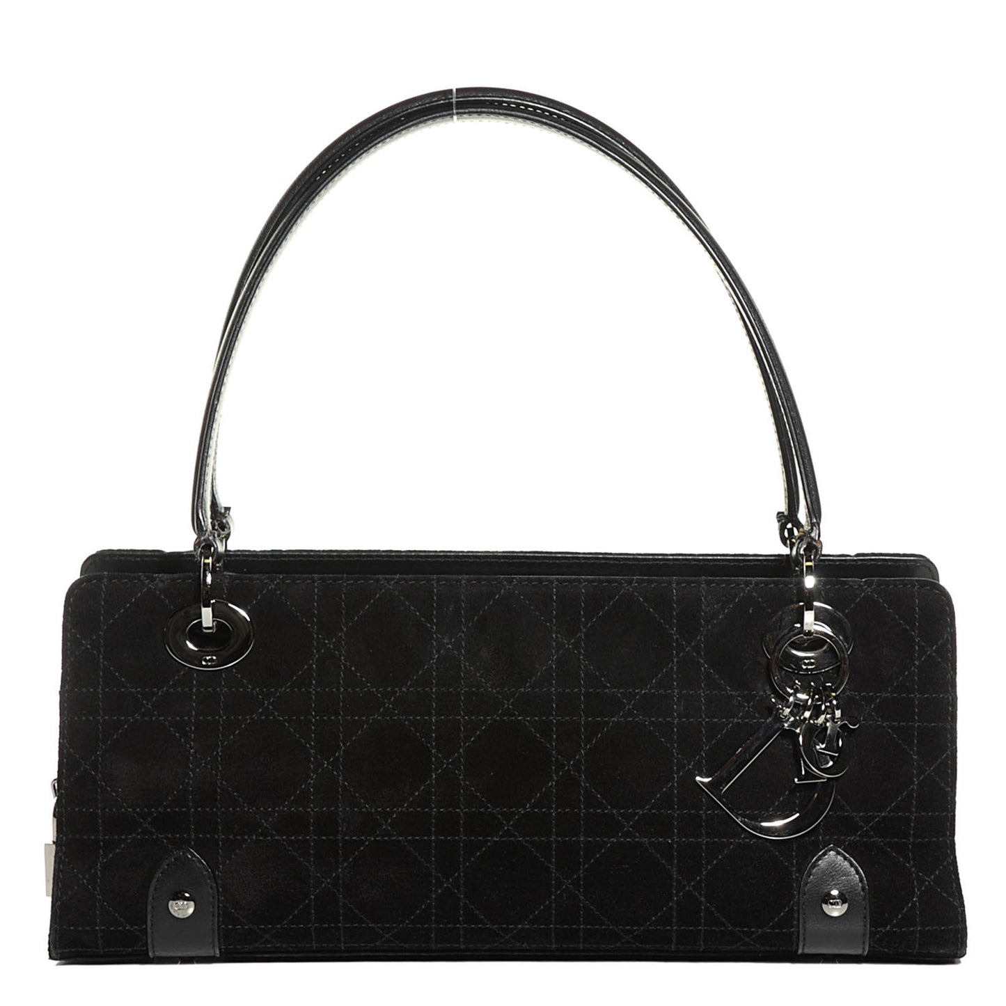 Suede Cannage Stitched Lady Dior East West Black