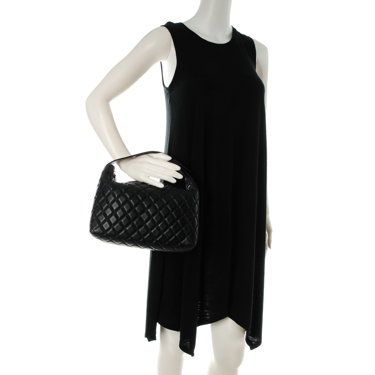 Lambskin Quilted Large Cosmetic Case Black