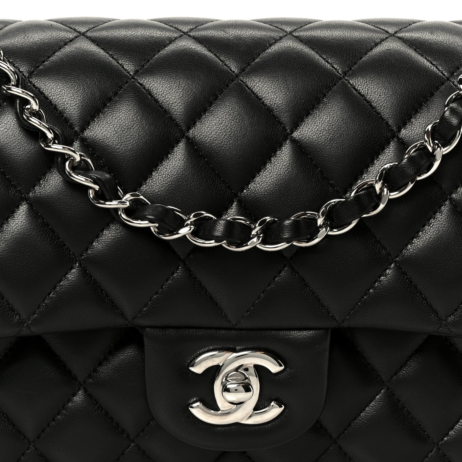 Chanel Lambskin Quilted Medium Double Flap Black 9 of 12