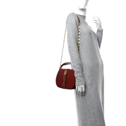 Versace Calfskin Large Greca Goddess Shoulder Bag Red 2 of 12