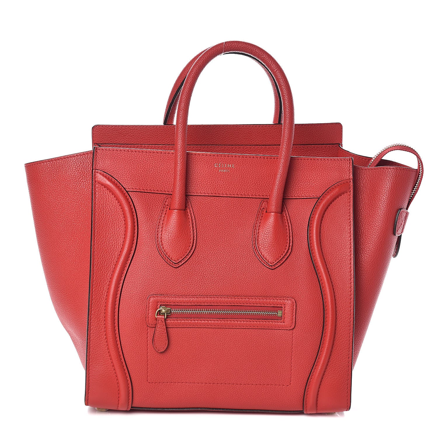 Celine Drummed Calfskin Mini Luggage Coquelicot 1 of 9