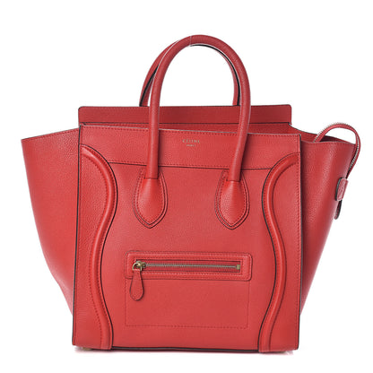 Celine Drummed Calfskin Mini Luggage Coquelicot 1 of 9