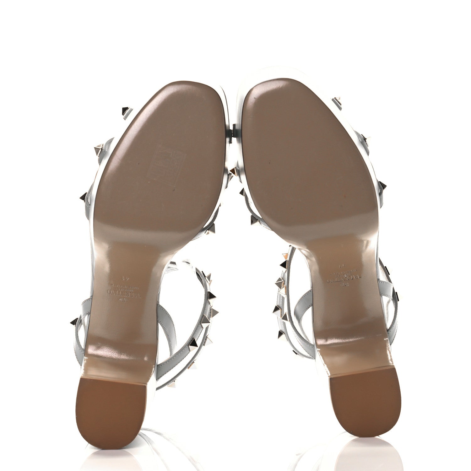Valentino Garavani Calfskin Rockstud Ankle Wrap 35/75mm Platform Sandals 41 Opal Grey 5 of 7