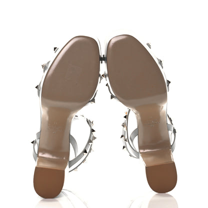 Valentino Garavani Calfskin Rockstud Ankle Wrap 35/75mm Platform Sandals 41 Opal Grey 5 of 7
