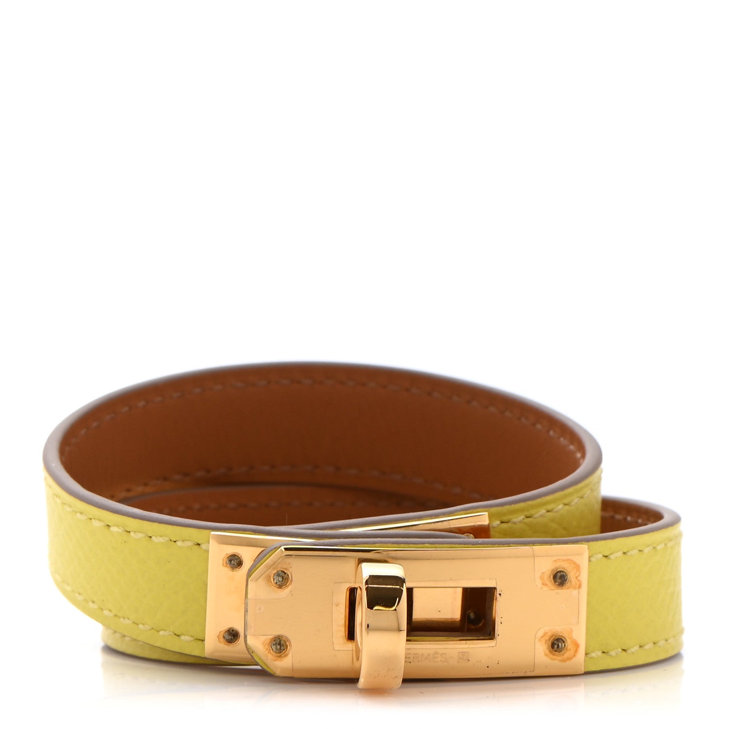 Hermes Epsom Kelly Double Tour Bracelet XS Lime 1 of 6