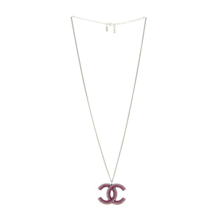 Chanel Resin Crystal CC Necklace Purple Pink 3 of 5