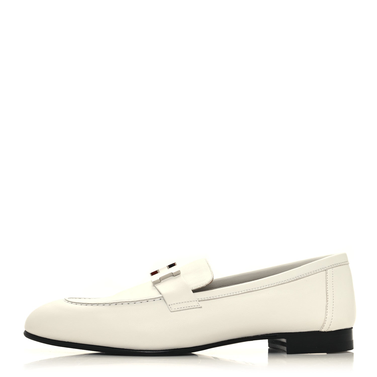 Hermes Calfskin Womens Paris Loafers 39.5 White 1 of 9