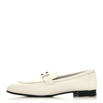Hermes Calfskin Womens Paris Loafers 39.5 White 1 of 9