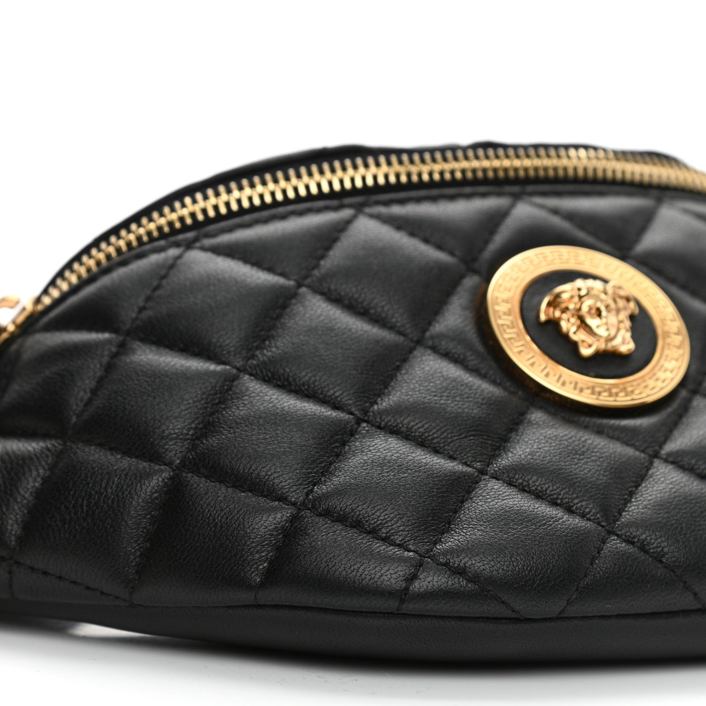 Nappa Quilted Medusa Belt Bag Black