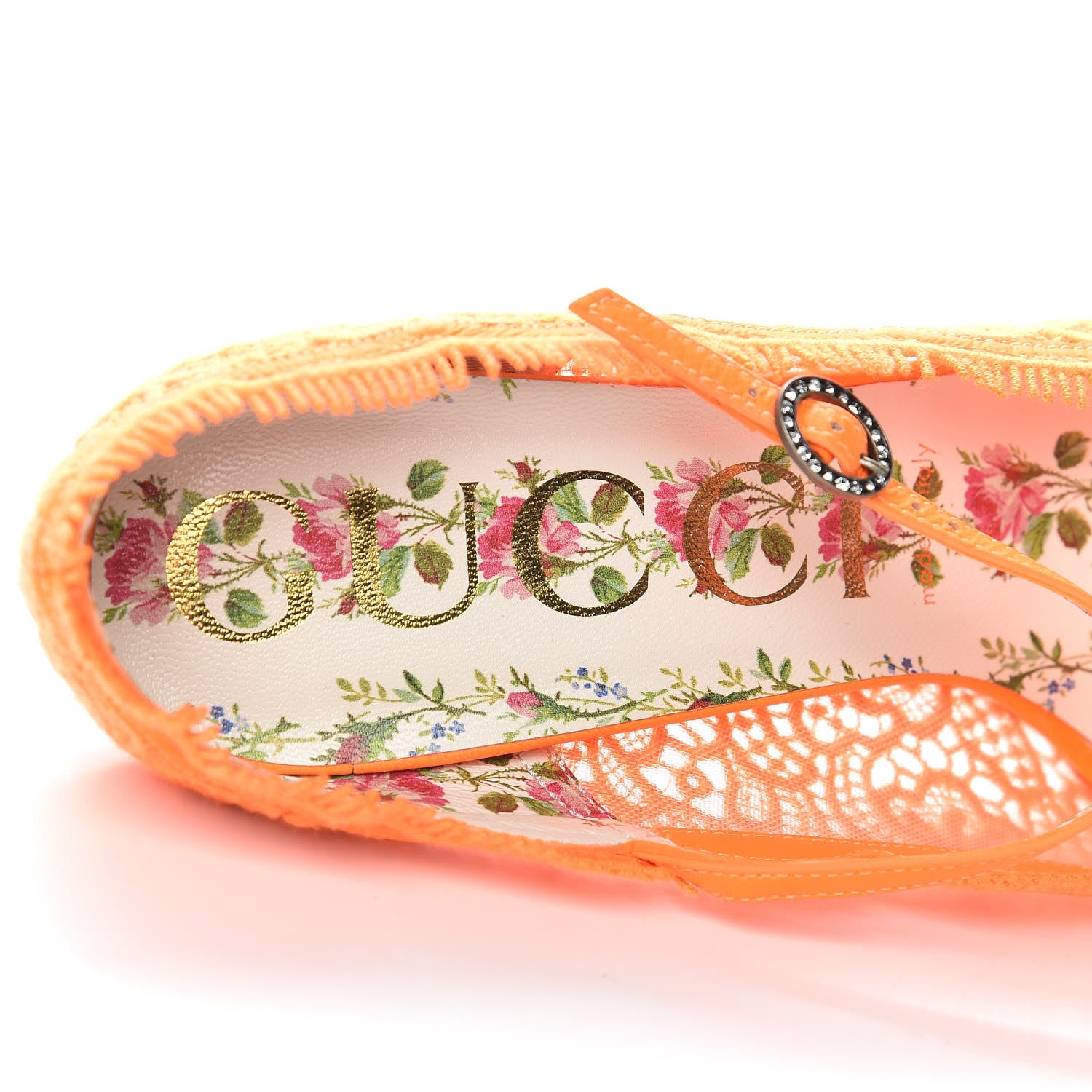 Gucci Lace Pizzo Venice Pumps 40.5 Orange Fluo 7 of 9