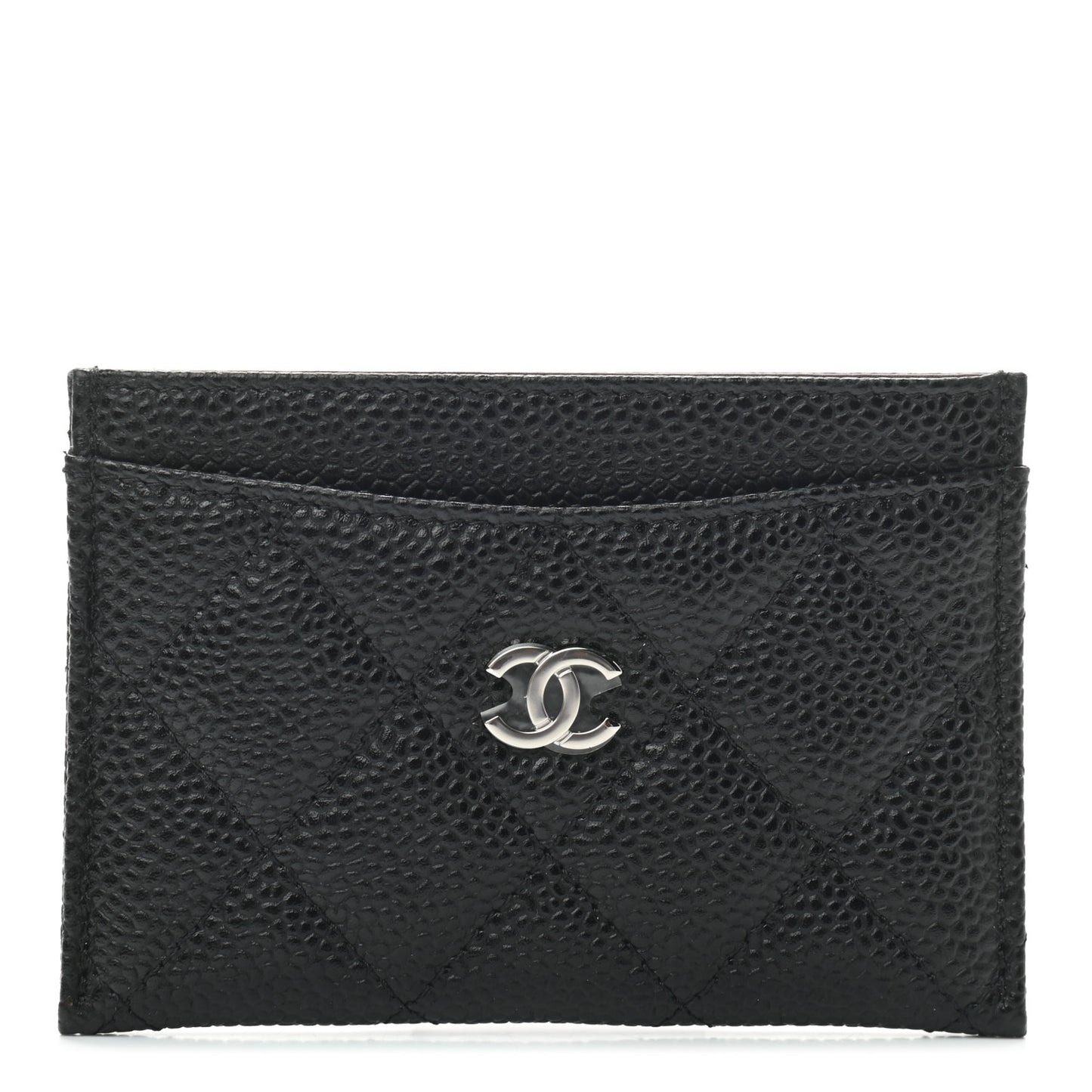 Caviar Quilted Card Holder Black