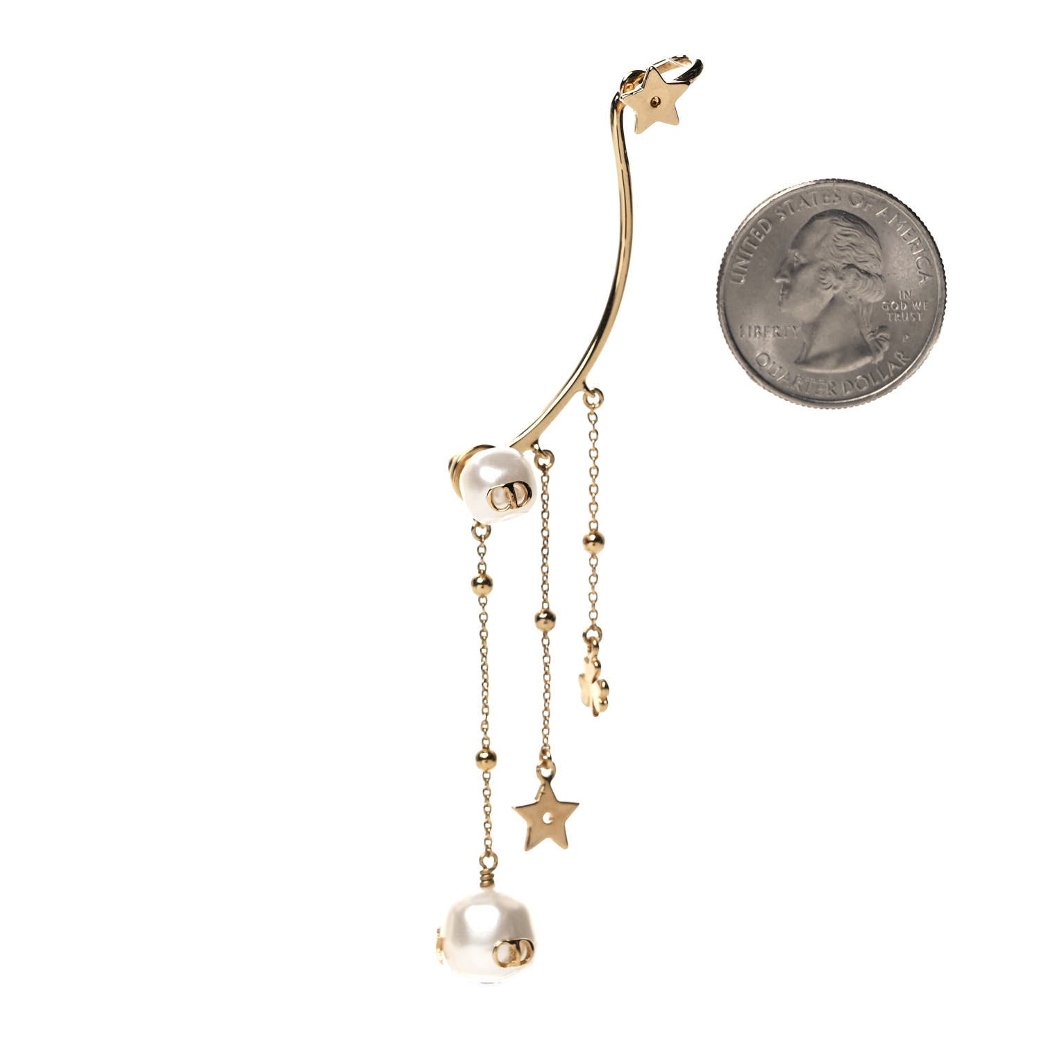 Christian Dior Pearl Shiny-D Earring Gold 2 of 4