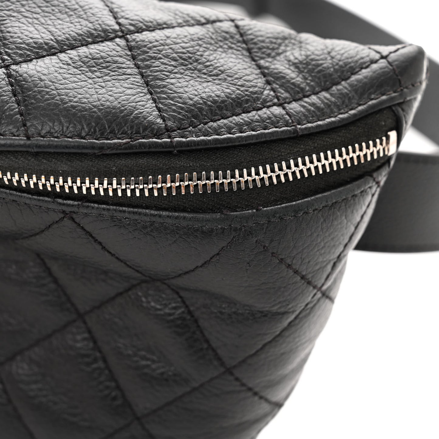 Grained Calfskin Quilted Waist Belt Bag Black